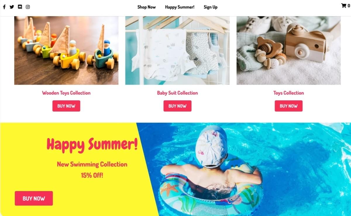Template Peggi Store da Strikingly