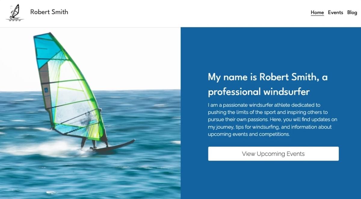 Windsurfer-sjabloon van Strikingly