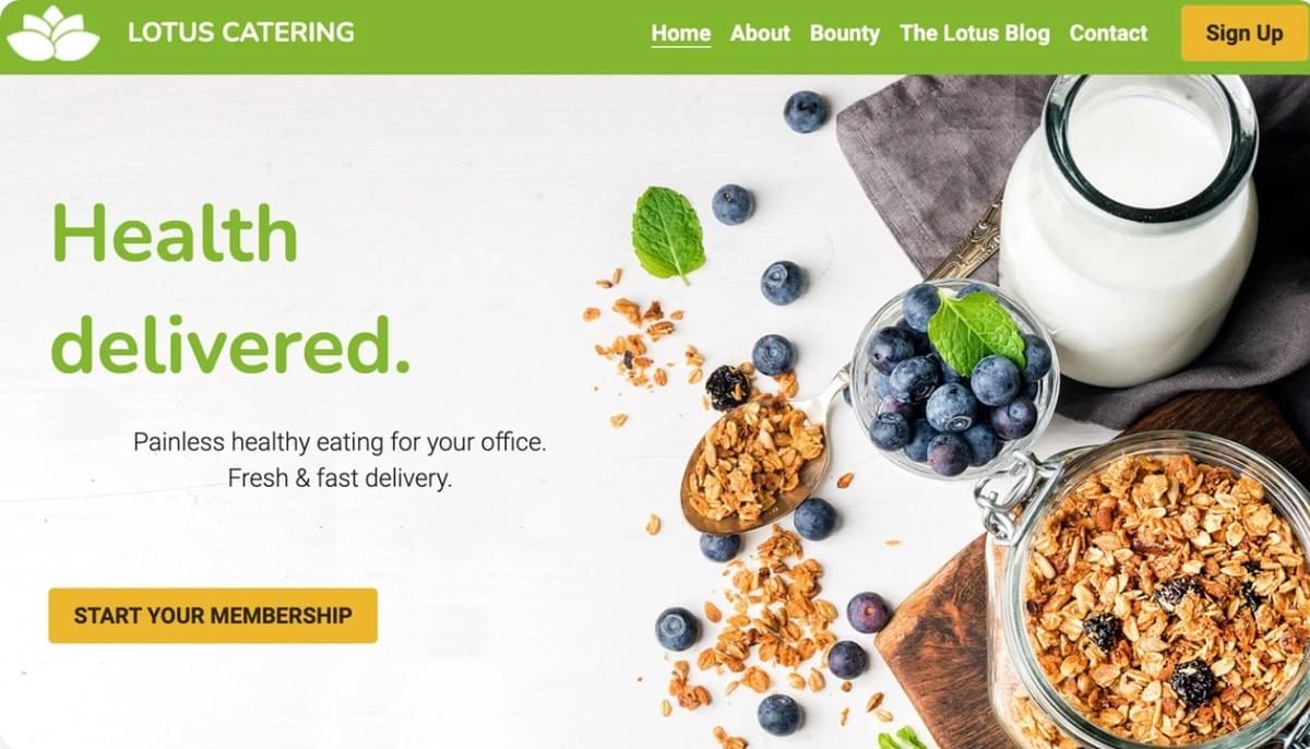 Template Lotus Catering da Strikingly