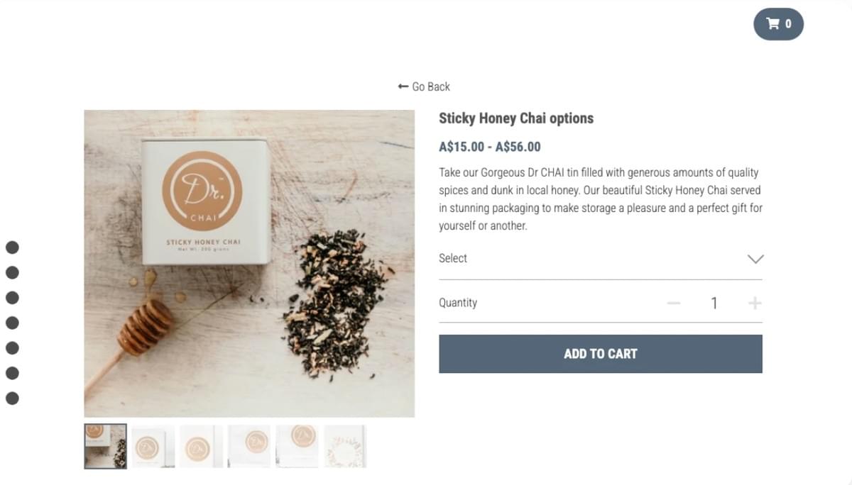 Descrição dos produtos por chá Dr. Chai