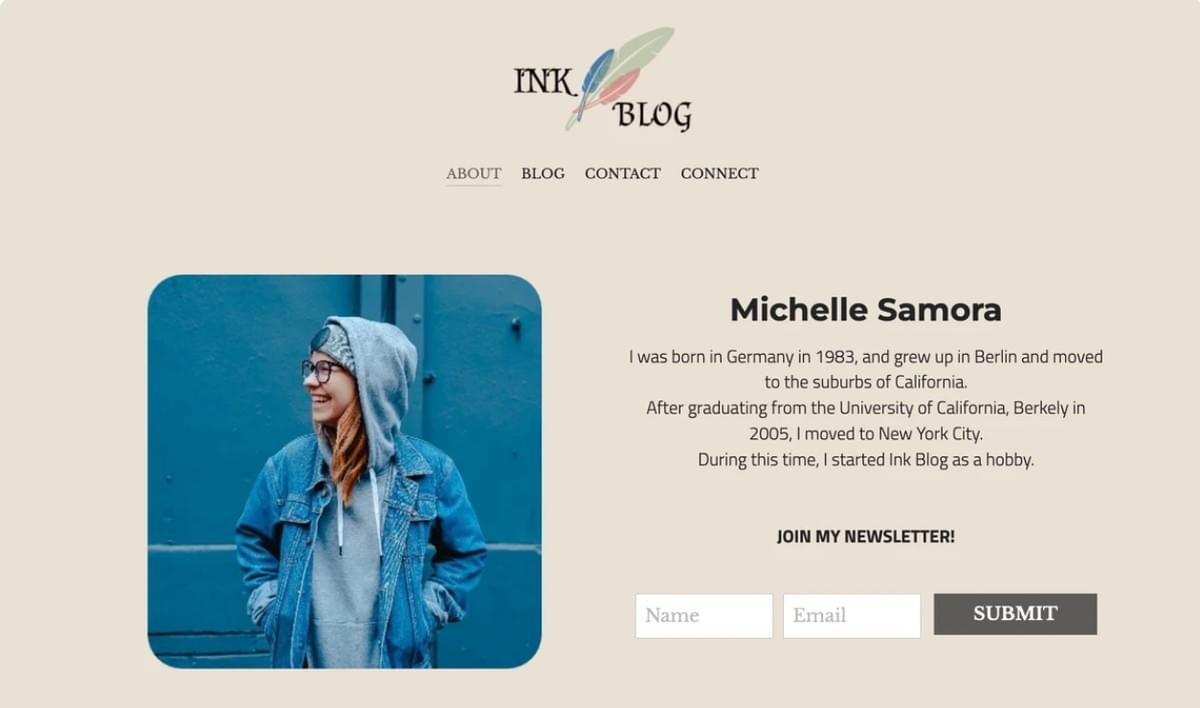Modelo de Blog Ink da Strikingly