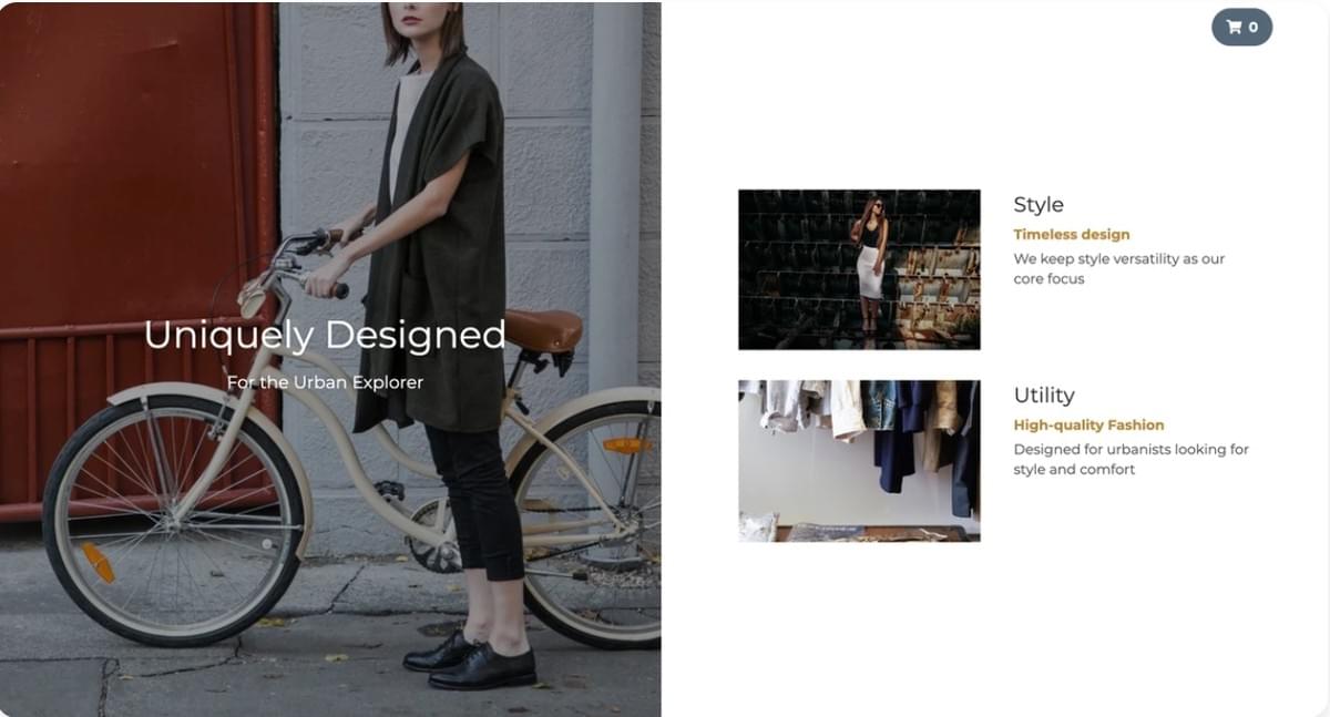 Perspectief E-commerce Website Ontwerp van Strikingly