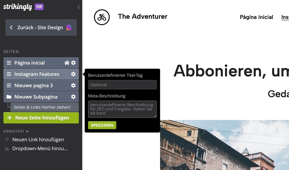 Maximierung der SEO zur Erweiterung der Produktlinie - Strikingly - Seitentitel und Meta-Beschreibungen optimieren