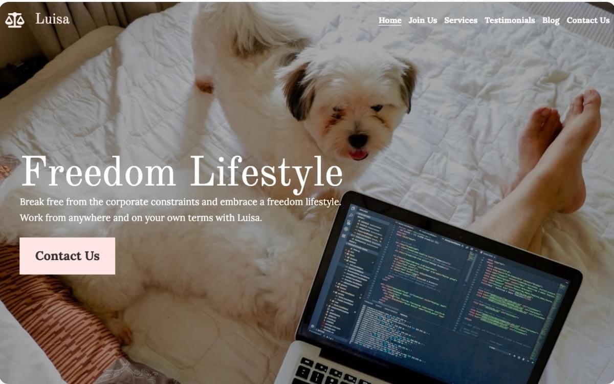 Freedom Lifestyle Persoonlijk Merk Sjabloon van Strikingly