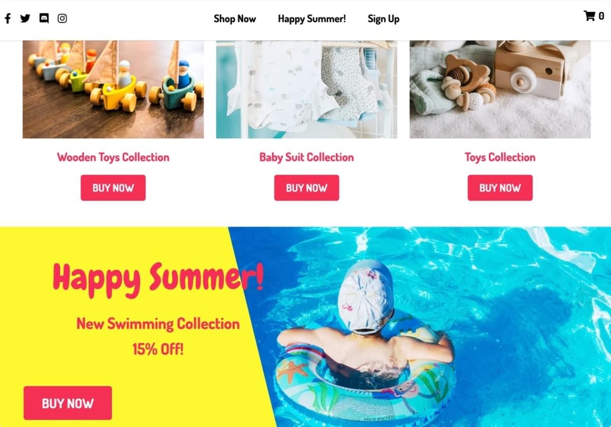 Template de Ecommerce Peggi da Strikingly
