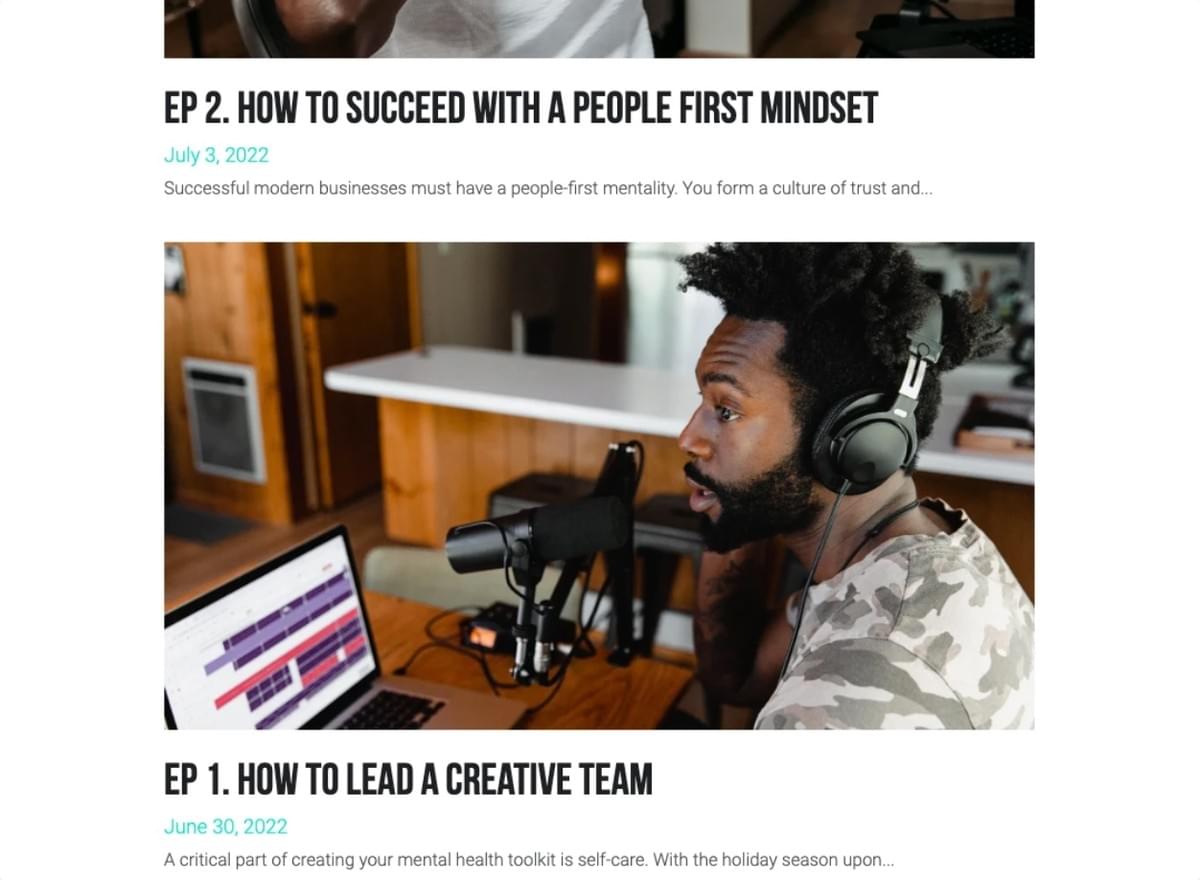Template de Podcast da Strikingly