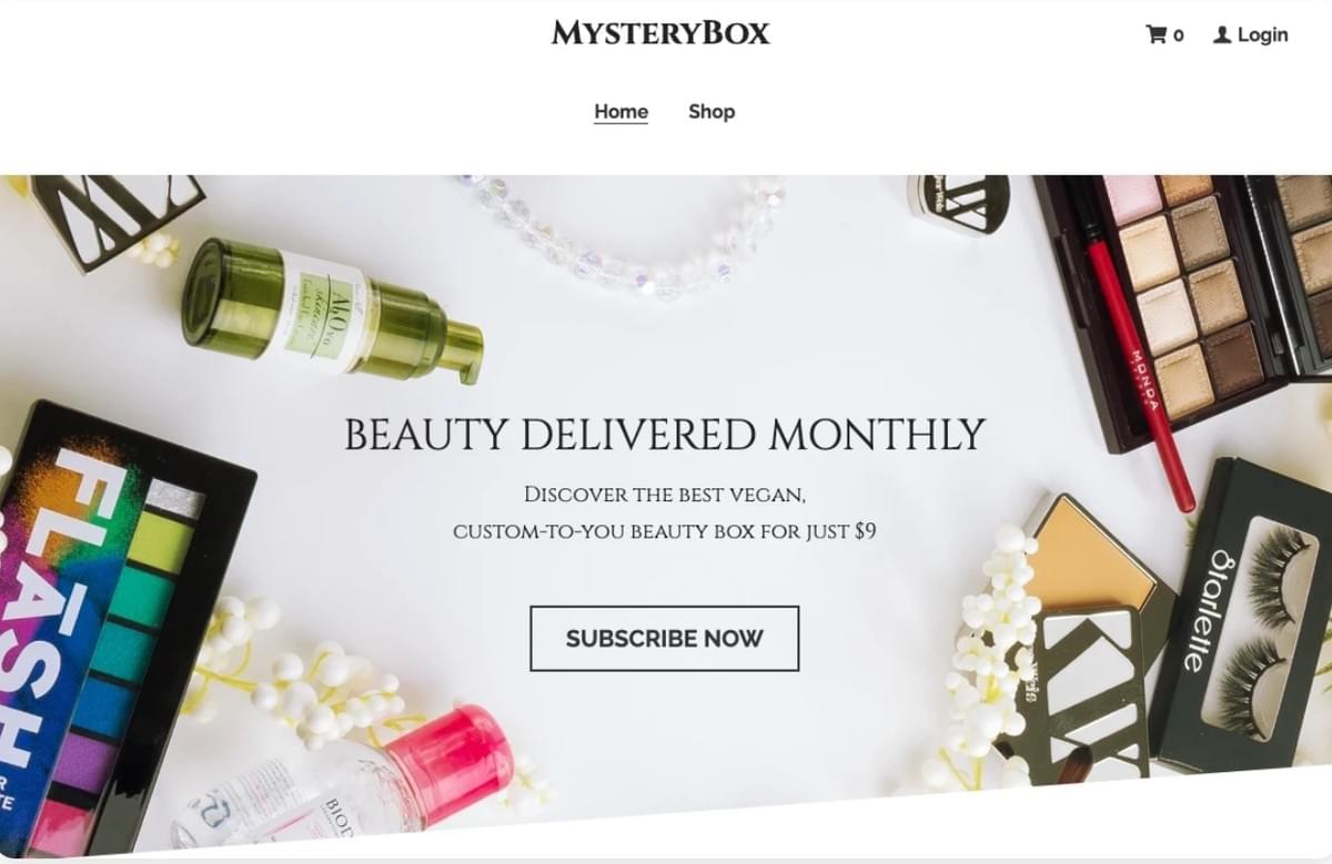 Modelo MysteryBox da Strikingly