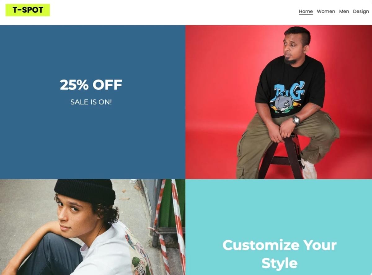 Template T-Spot da Strikingly