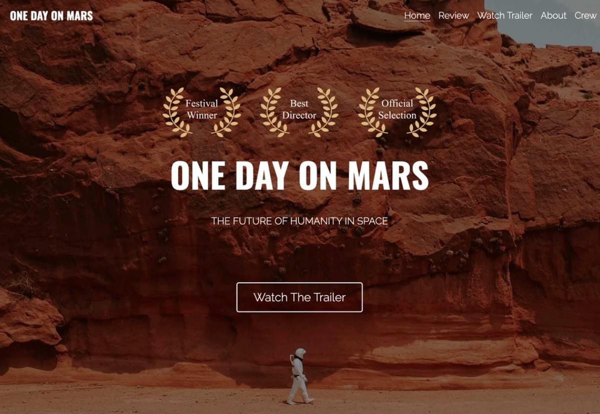 Filmtrailersjabloon van Strikingly