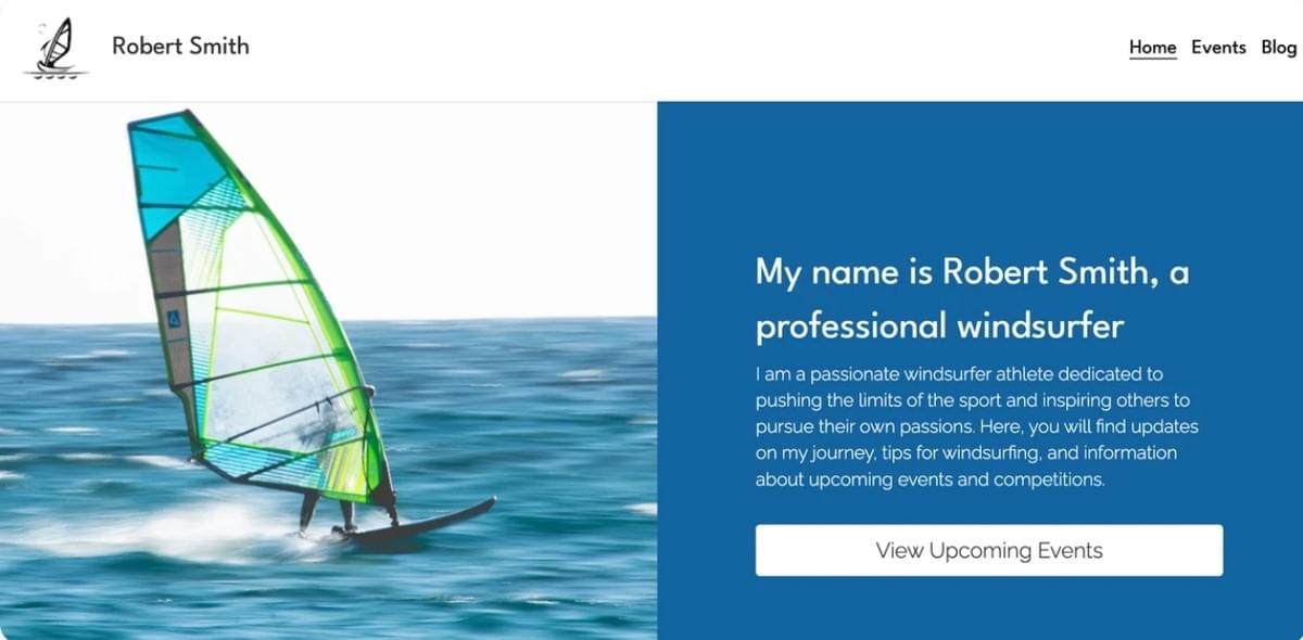 Modelo Windsurger da Strikingly