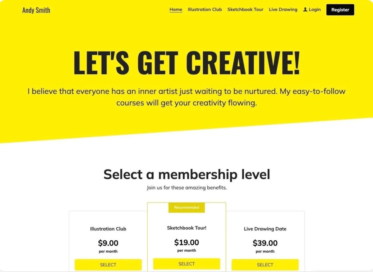 Vamos ao Modelo Criativo da Strikingly