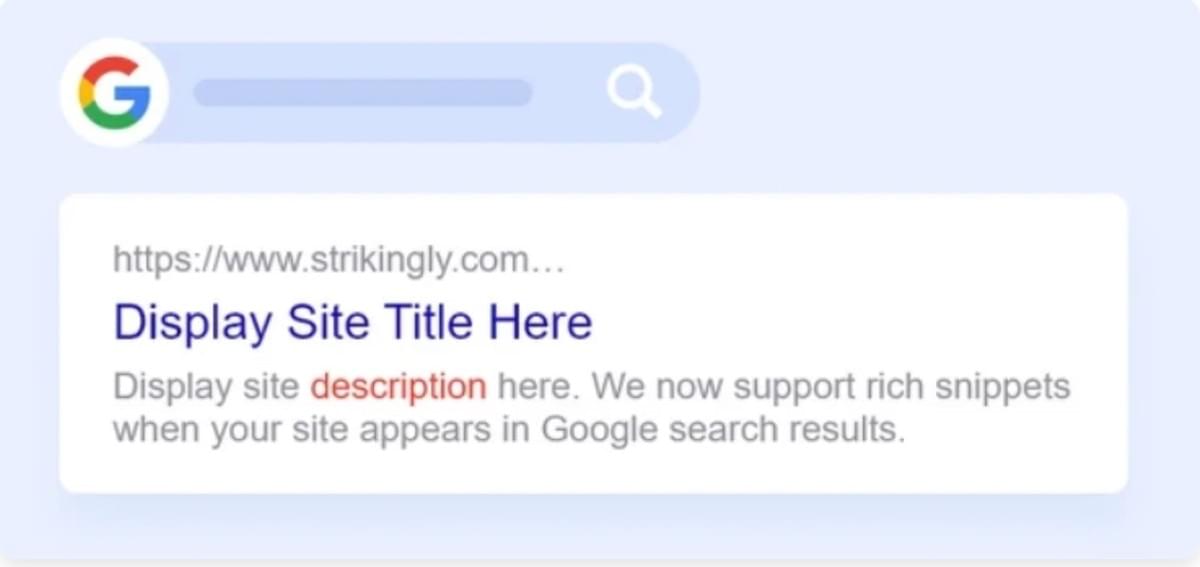 Recurso de Rich Snippets da Strikingly