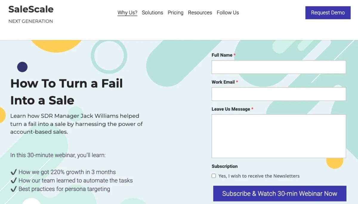 SaleScale-sjabloon van Strikingly