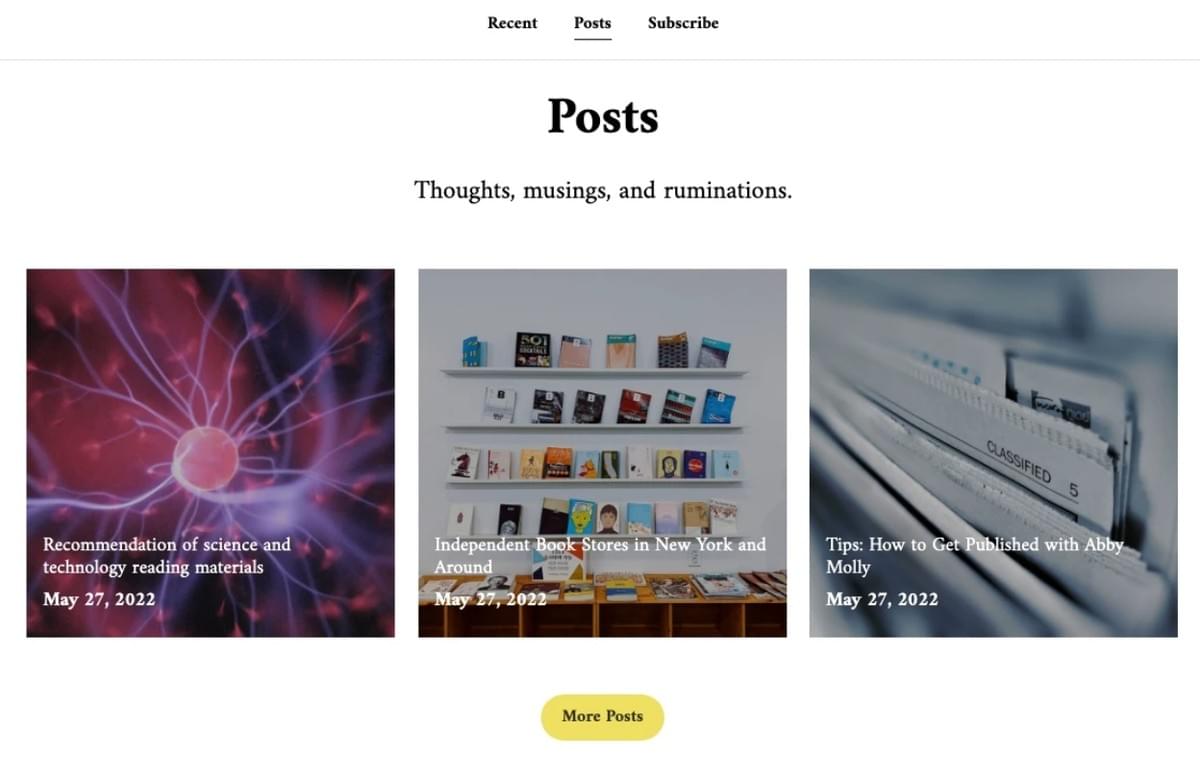 Bookworm Blog Sjabloon van Strikingly