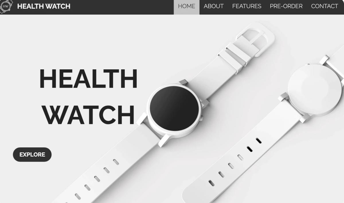 Modelo HealthWatch da Strikingly