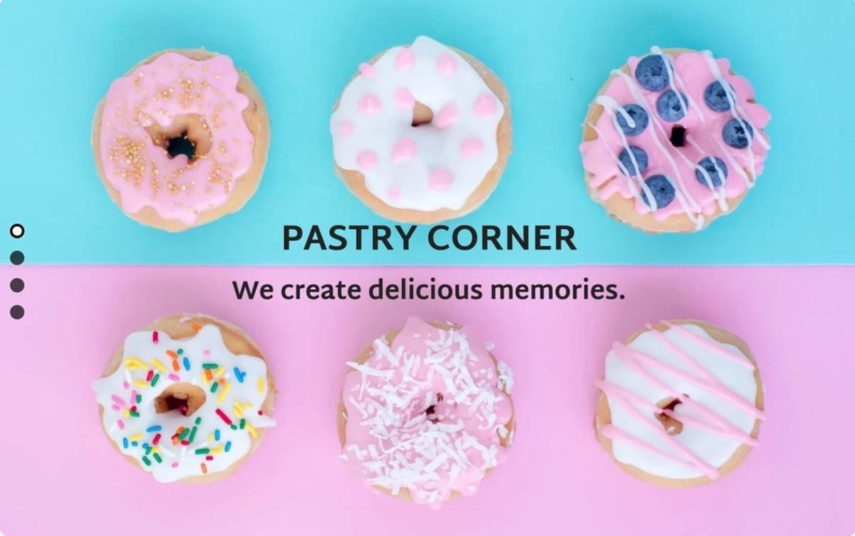Template de Esquina de Confeitaria da Strikingly