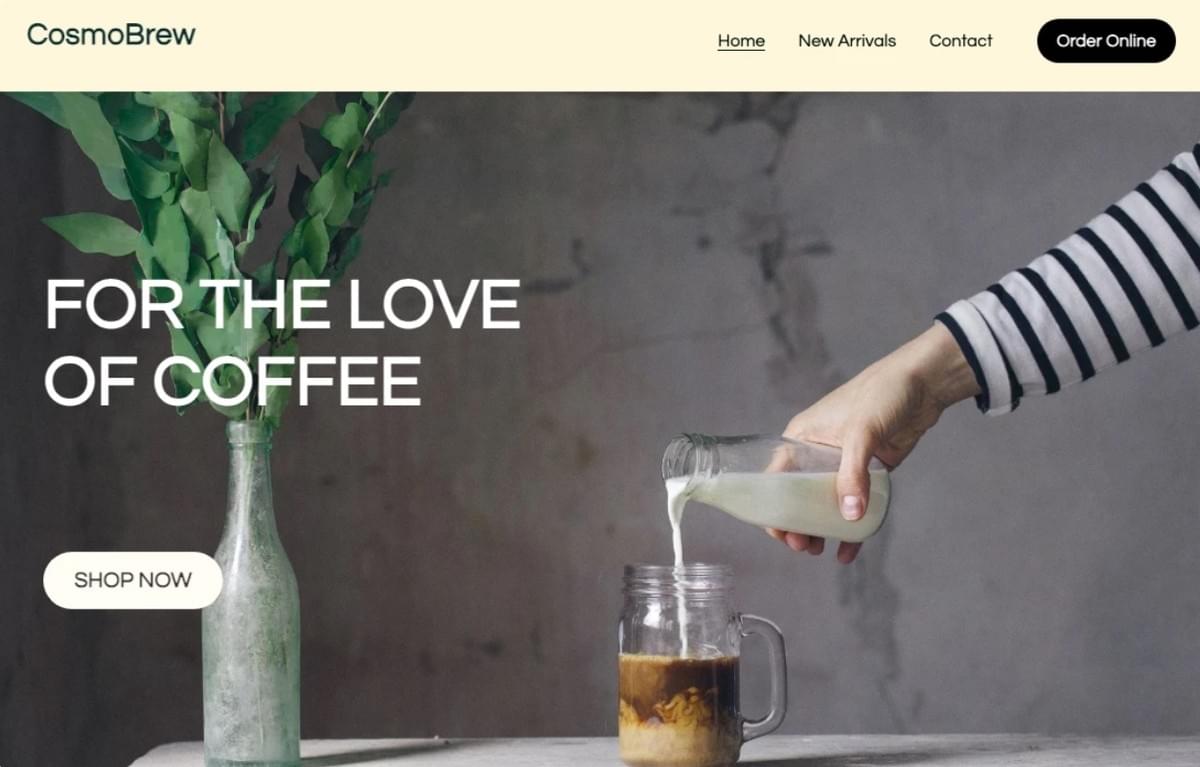 Modelo CosmoBrew da Strikingly