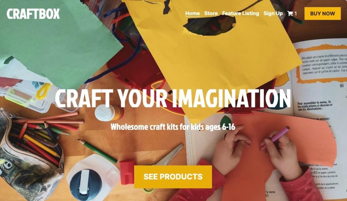 Modelo CraftBox da Strikingly
