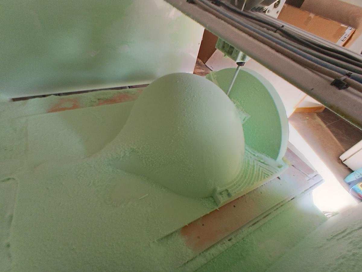 CNC Shaping a large foam sculpture with our foam milling CNC