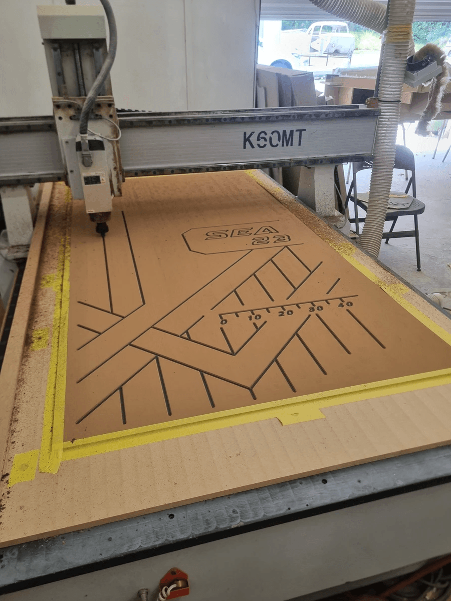 EVA Boat Floowing Being cut on a Sunshine Coast CNC
