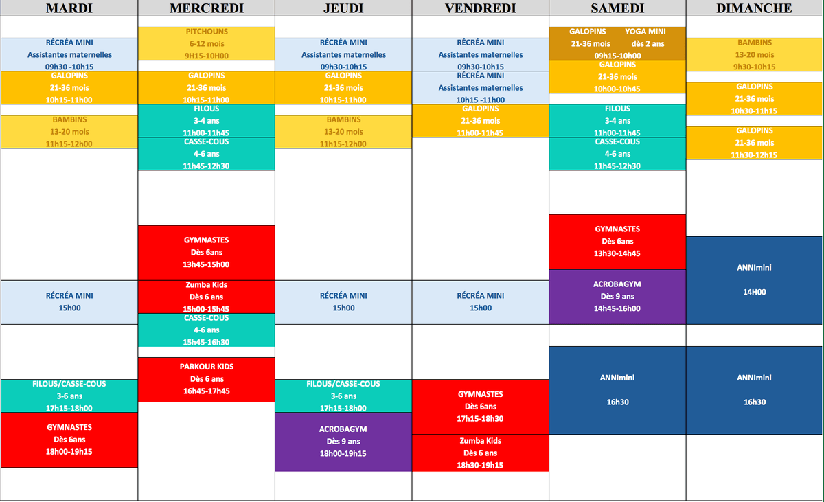 Planning du 23 juin au 5 juillet