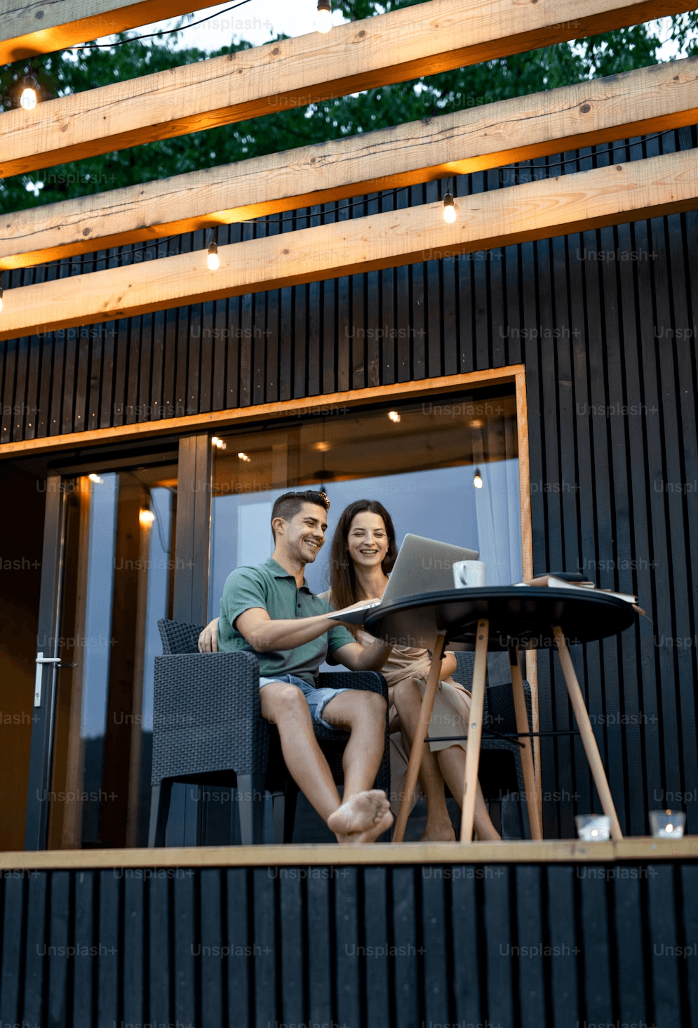 Outdoor area expanding living space in container portable homes