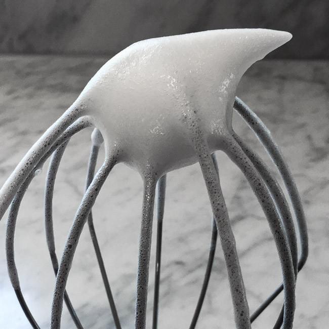 Whipped egg whites stage 3 - firm peaks