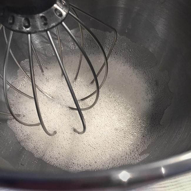 Whipped egg whites stage 1