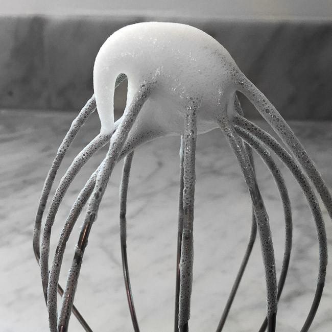 Whipped egg whites stage 2 - soft peaks