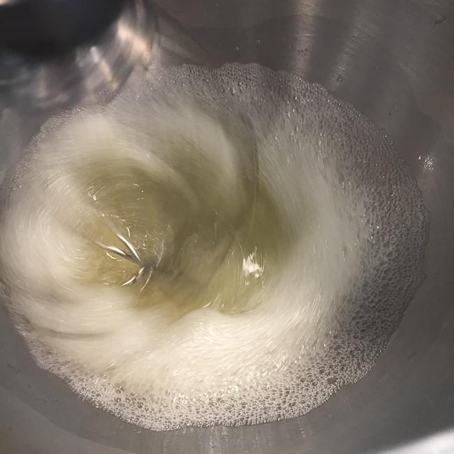 Whipped egg whites stage 1