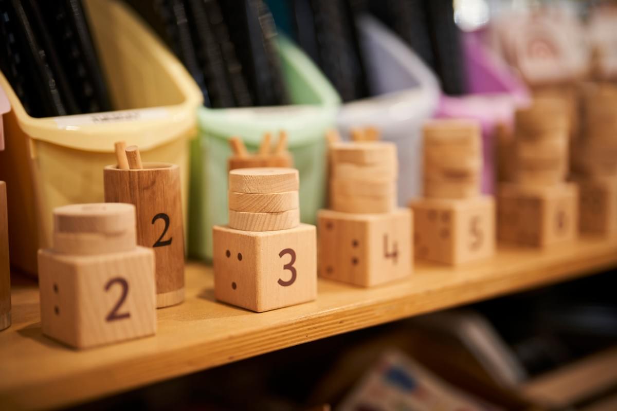Wooden number blocks for early numeracy learning
