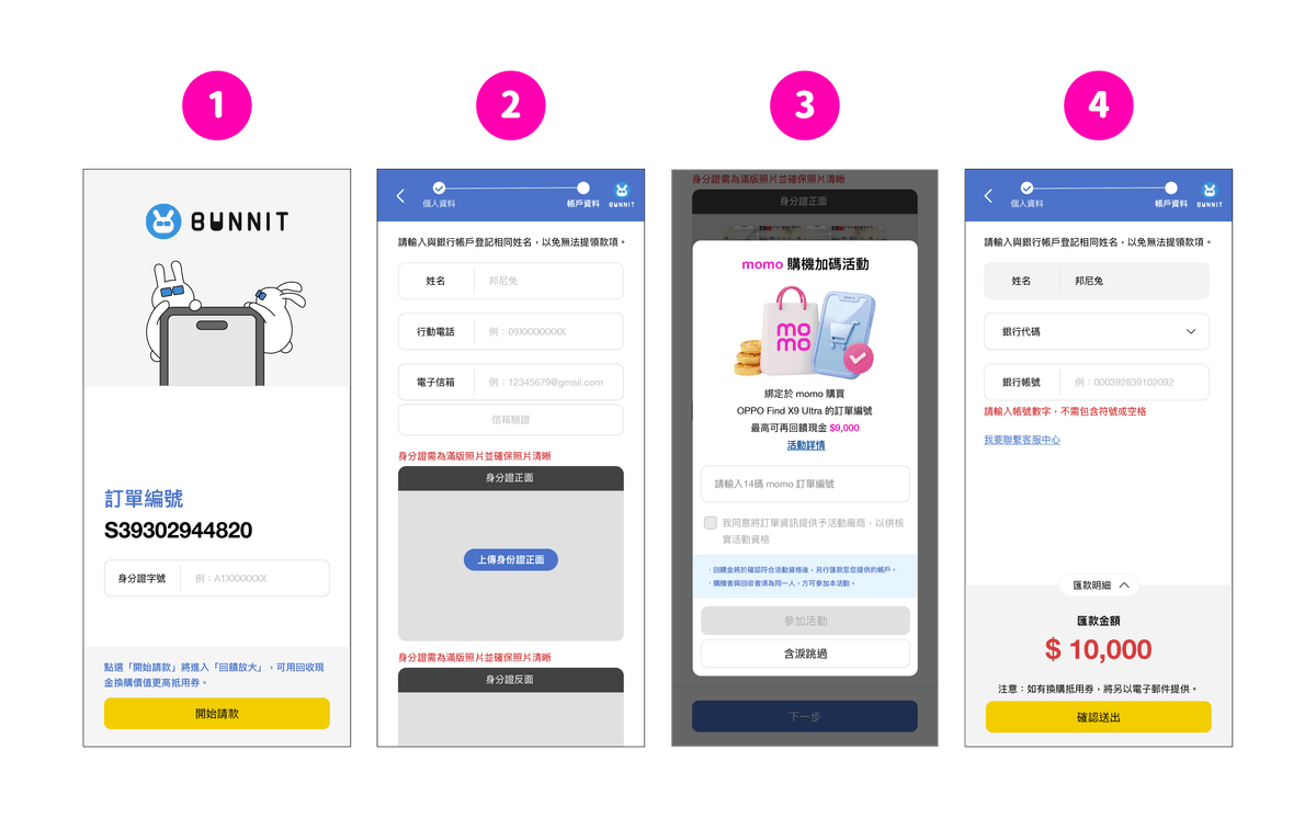 BUNNIT手機自助回收機台，於請款流程