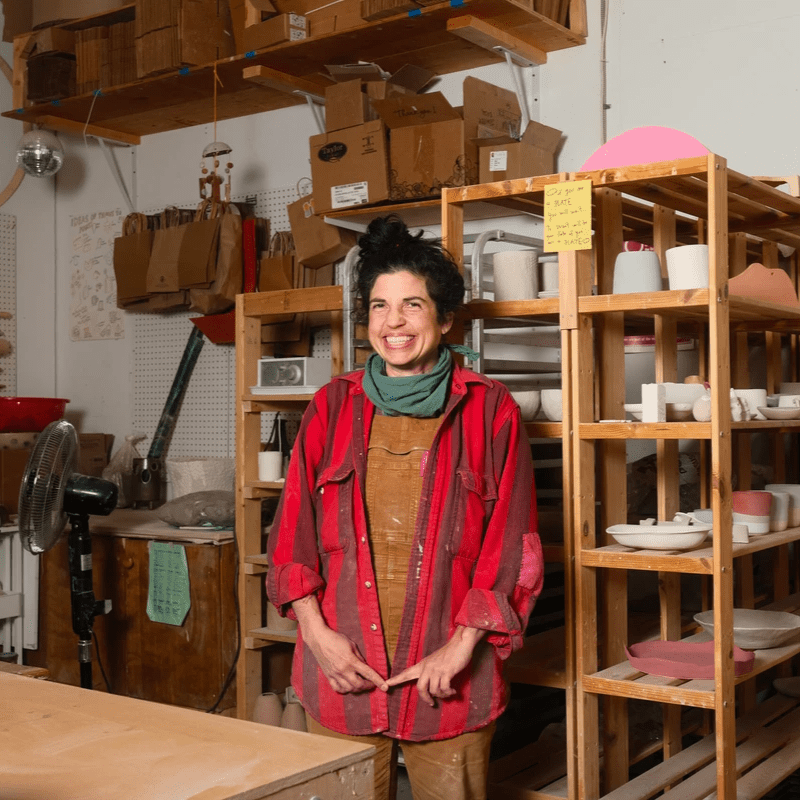 Photo:  Julia Chirka, Artist at her studio in 221A’s 1654 Franklin Street Studios. Photo by Sungpil Yoon. Courtesy of 221A.