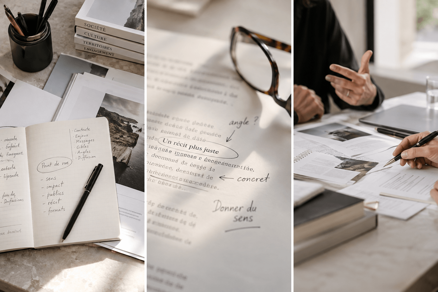 Documents et notes de travail illustrant le conseil éditorial APROPOS.