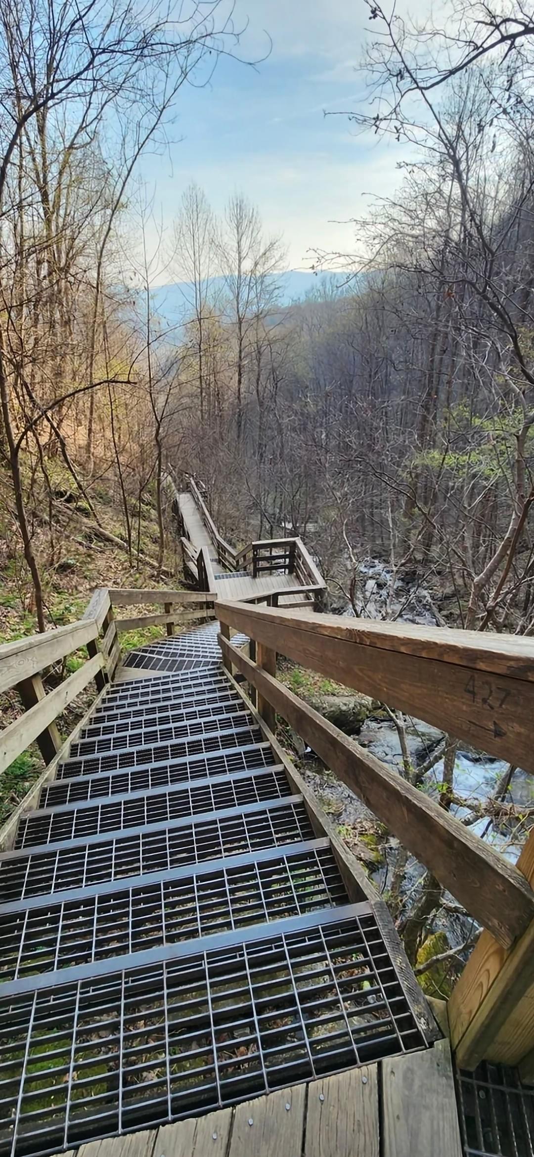 Lower stairs on the AT Approach Trail at Amicalola Falls, Georgia