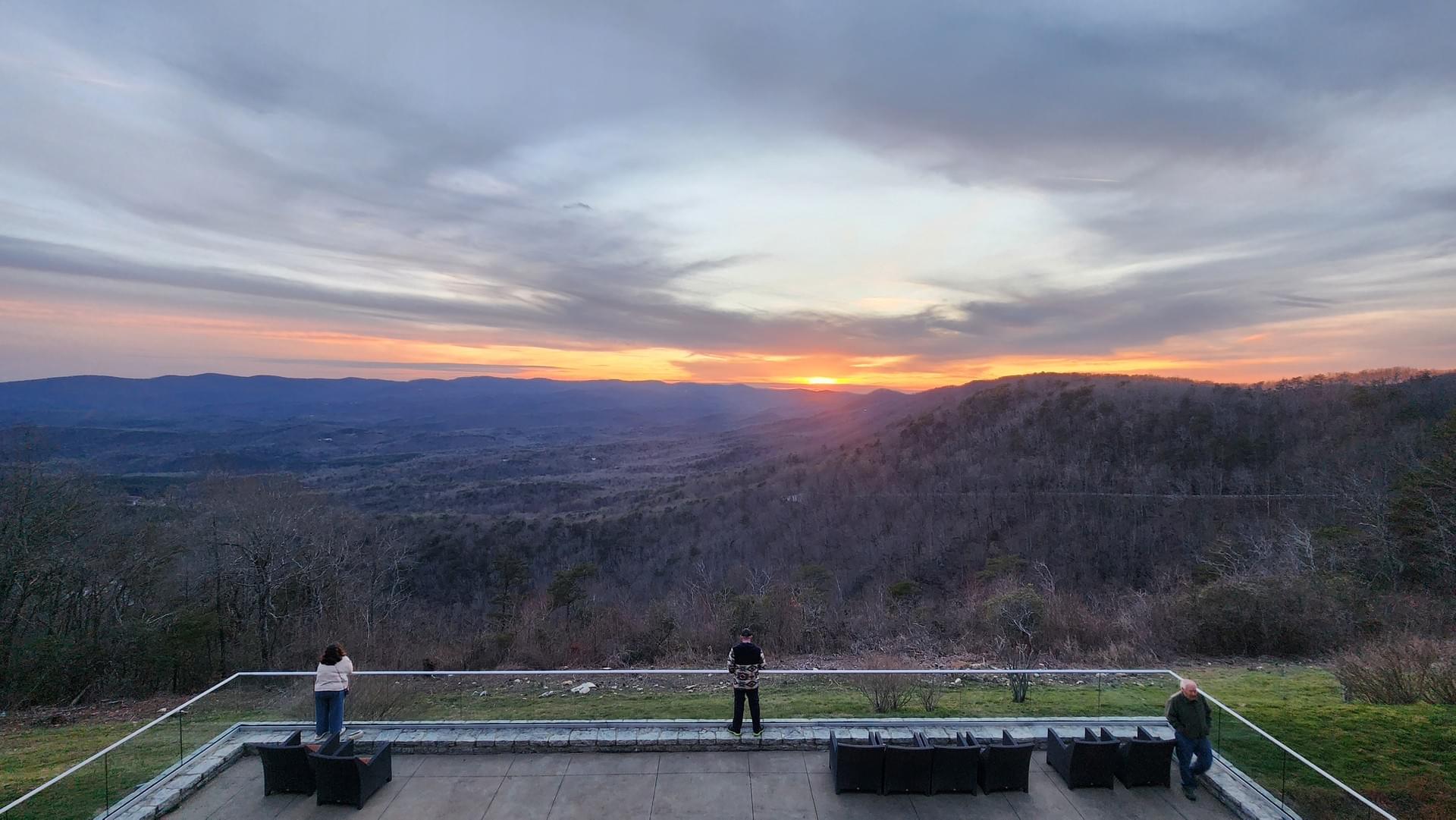Landscape sunset behind Amicalola Falls State Park Lodge IronHike endurance event Dawsonville GA