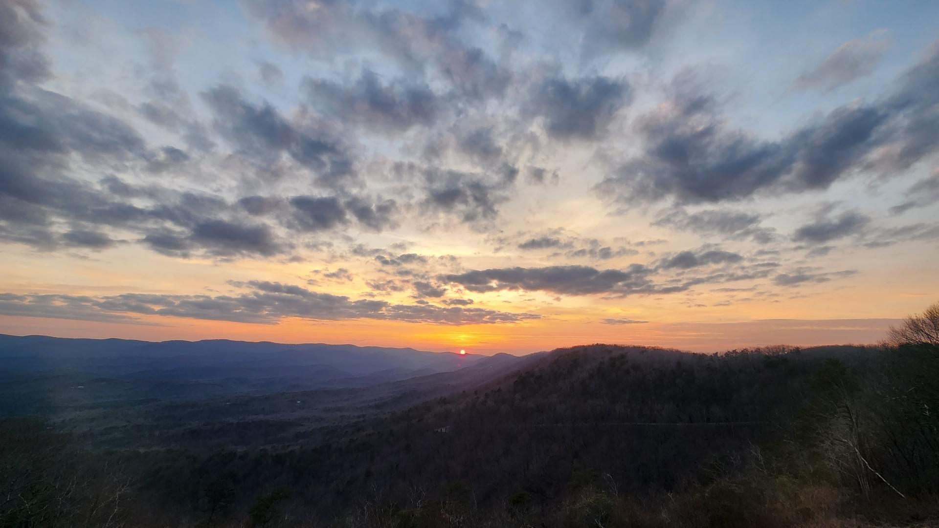 Epic sunset over North Georgia mountains IronHike Amicalola Falls endurance event Dawsonville GA