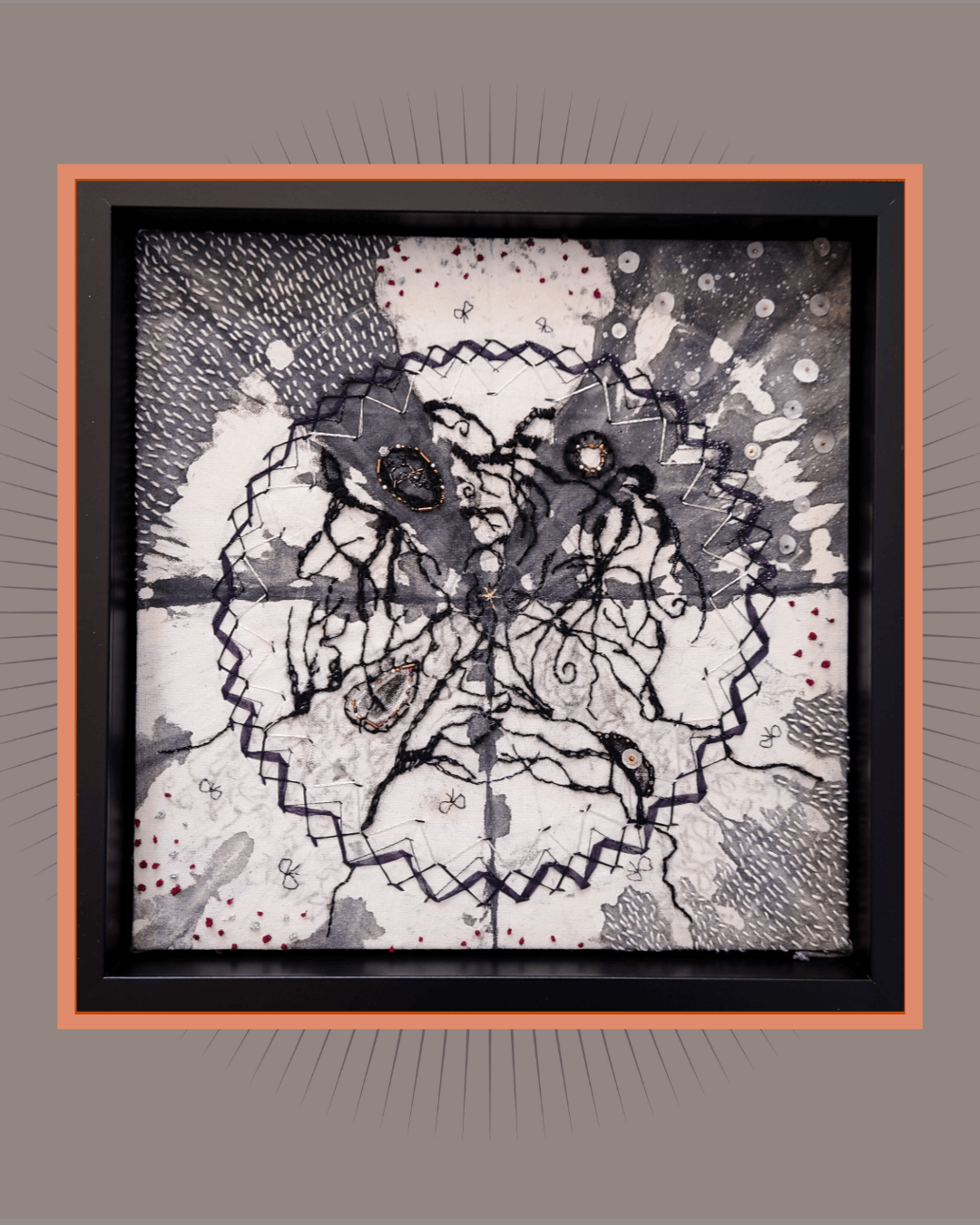 幾何学刺繍＋墨アート五島アサミ*Geometric embroidery Asami GOTO