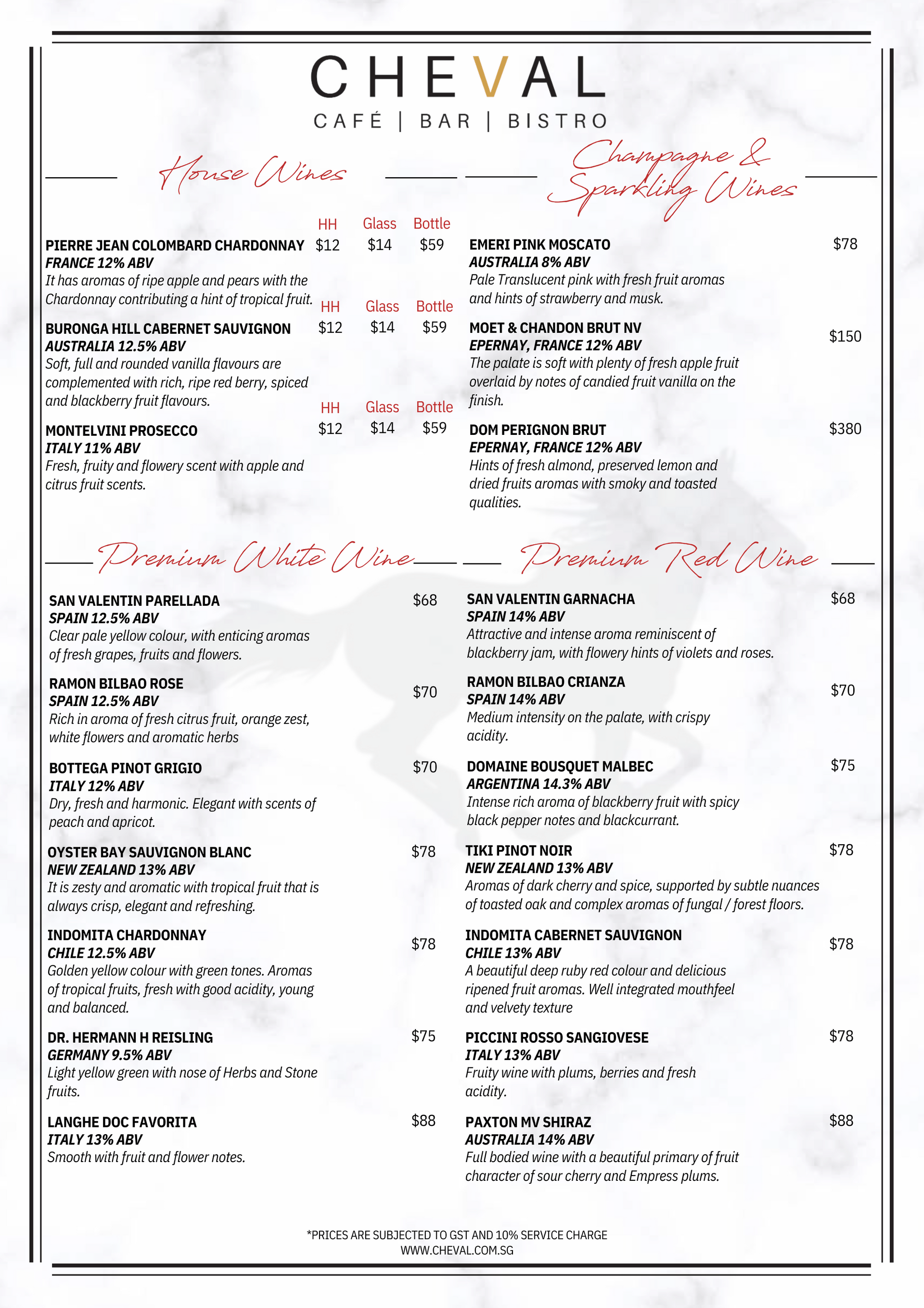 BEVERAGE MENU Cheval Cafe Bar Bistro