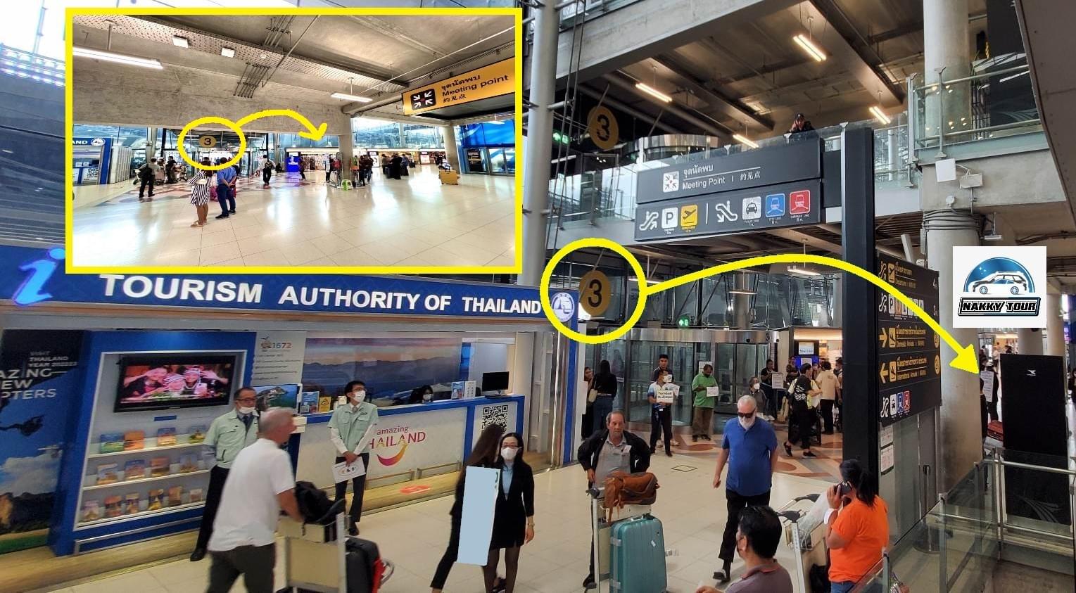 BKK Airport Gate 3 Meeting Area Signboard and Driver Meeting Point