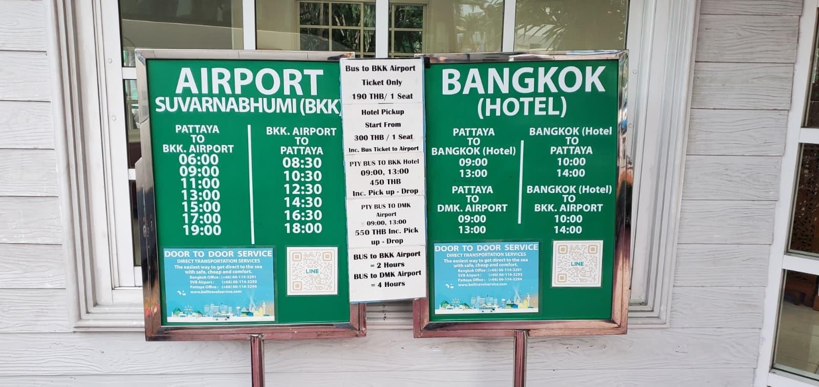 Pattaya North Bus Station Time Schedule to Bangkok Airport and City