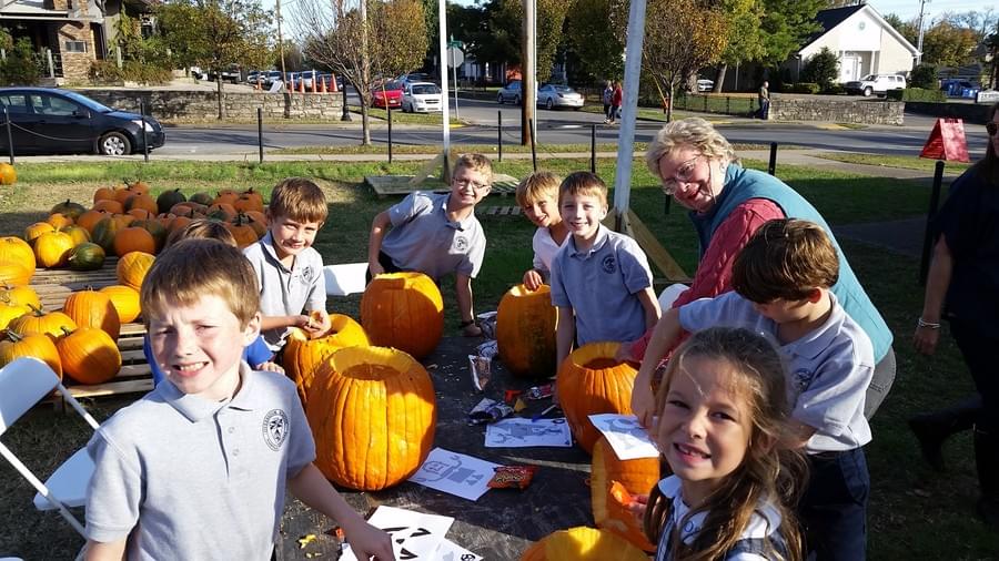 Pumpkins arranged for sale