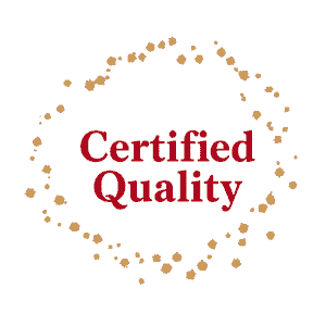 Quality mark representing certified food quality and production standards. Quality mark representing certified food quality and production standards.