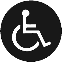 Wheelchair icon in black and white