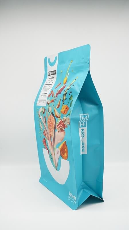 Flat bottom with zipper pouch  Pet food bag blue color