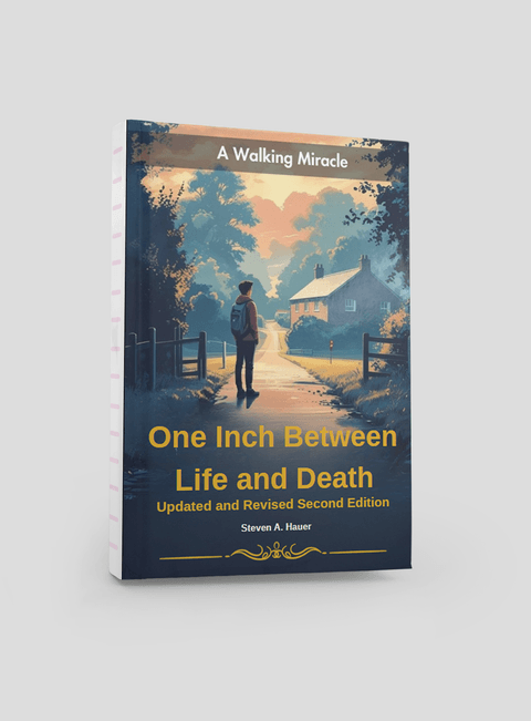 Book cover for One Inch Between Life and Death by Steven Hauer, paperback edition.