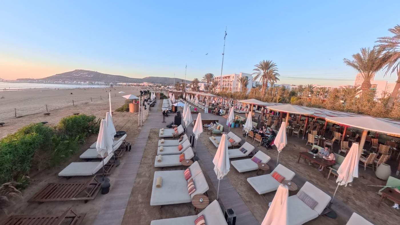 Sunset over the Bay of Agadir from Nazka beach bar