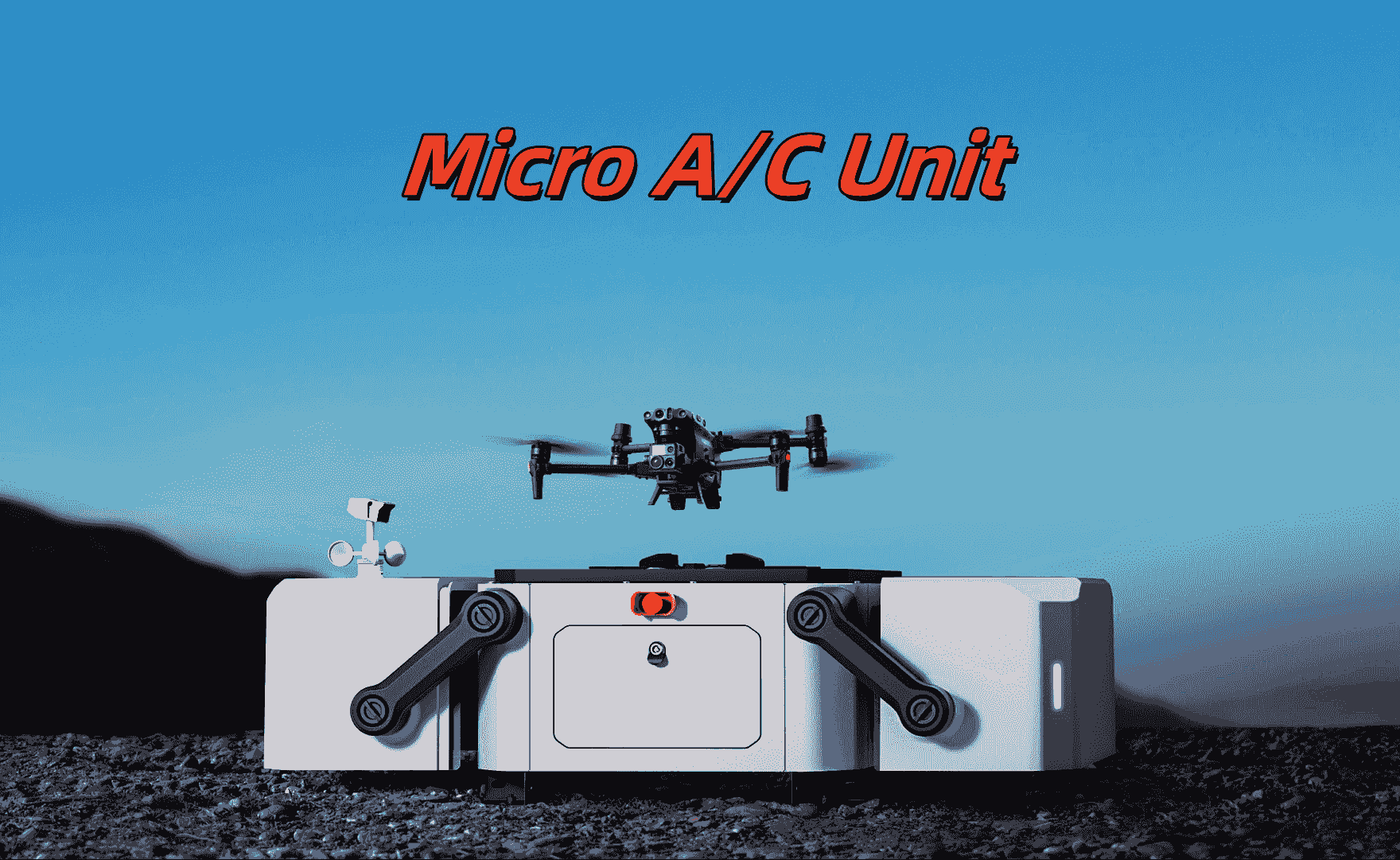 Portable battery air conditioner keeping drone cool during flight.