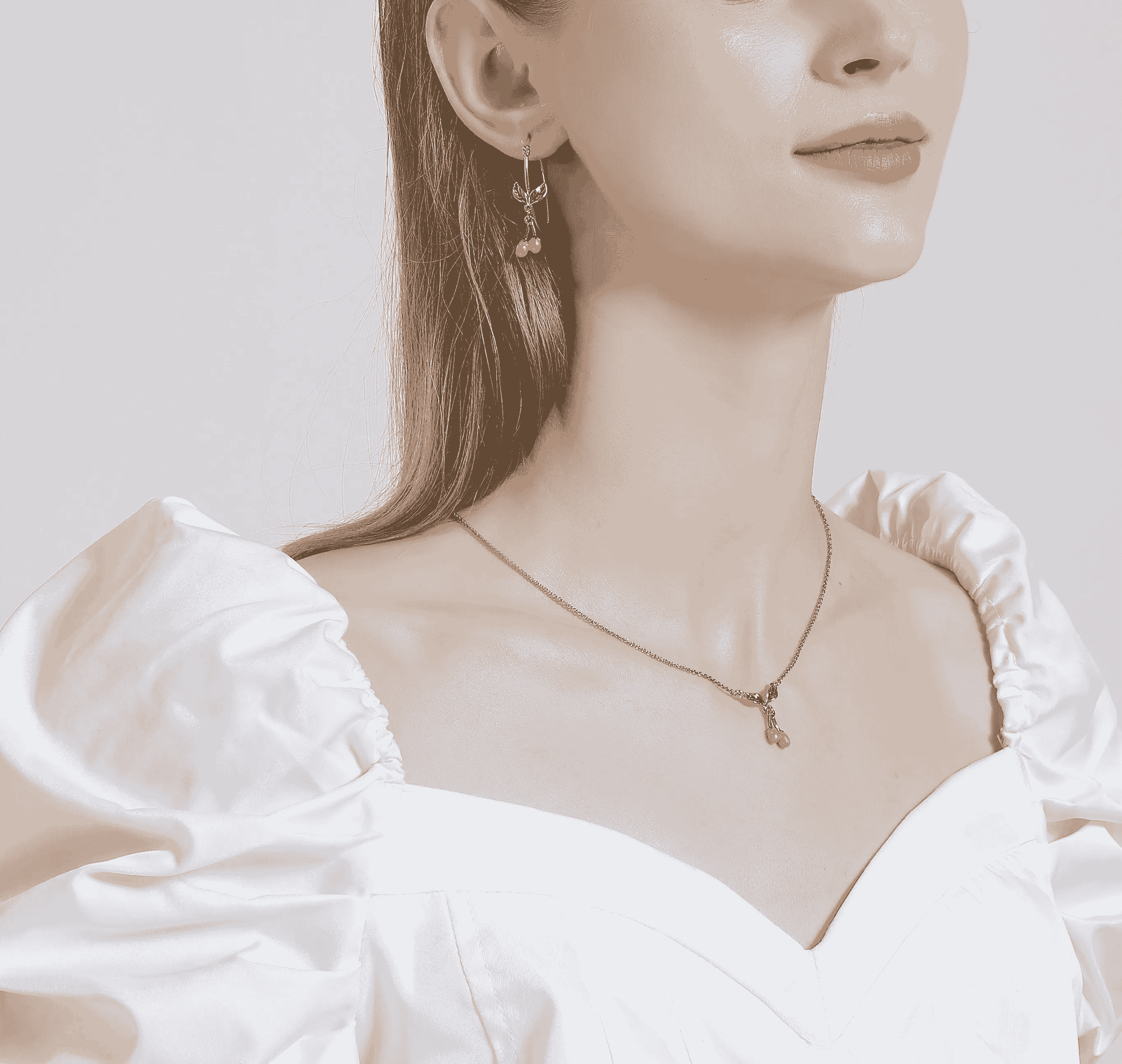 Stylish necklace for off the shoulder dress enhances overall look
