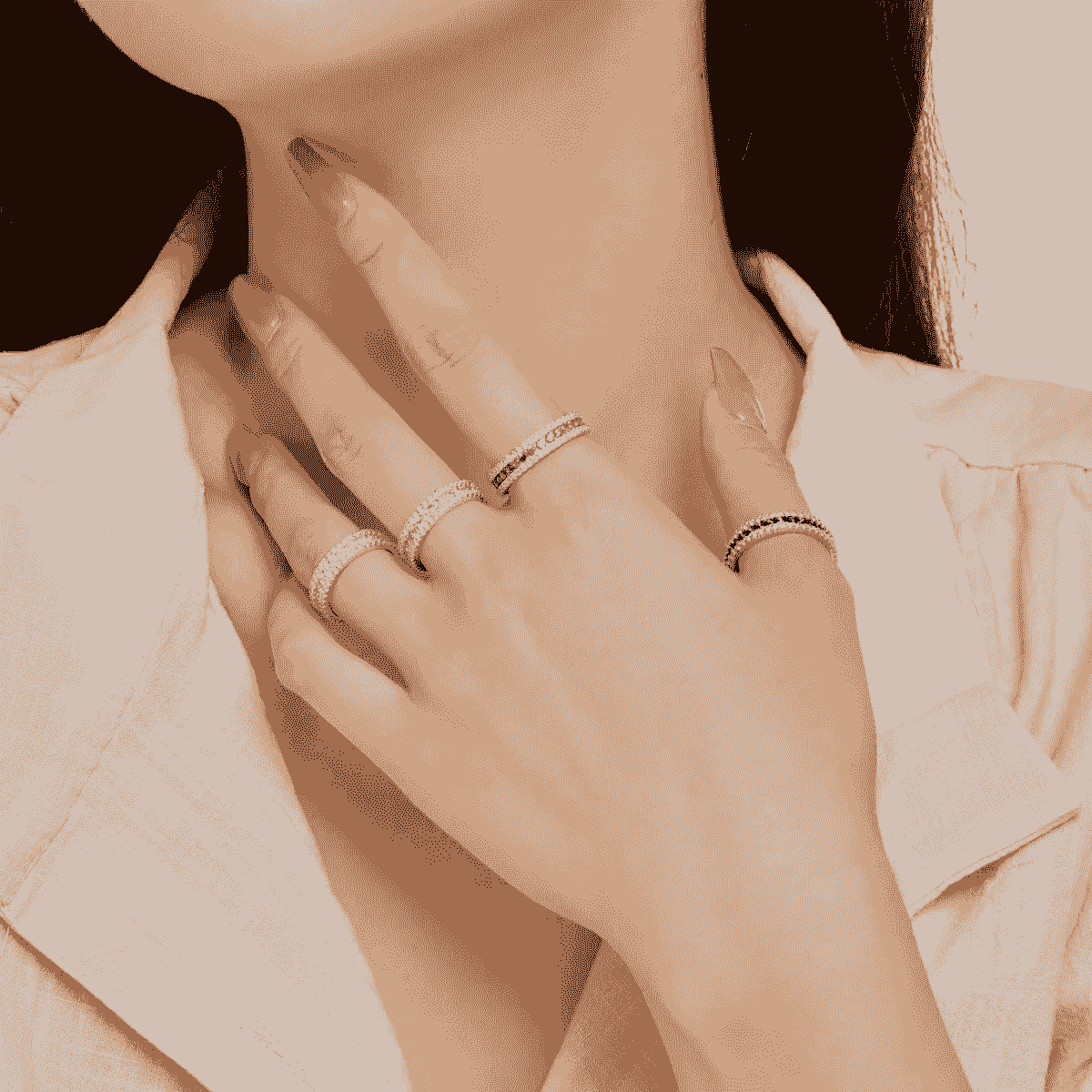 womens everyday rings displayed elegantly on velvet